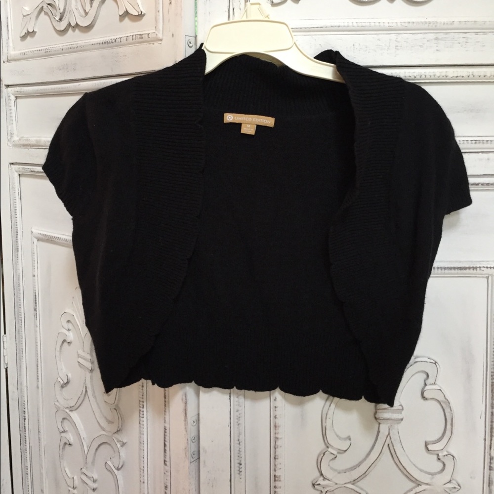 Black Short Sleeve Open Cardigan