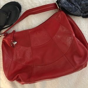 Franco Sarto Red Patchwork Shoulder Bag