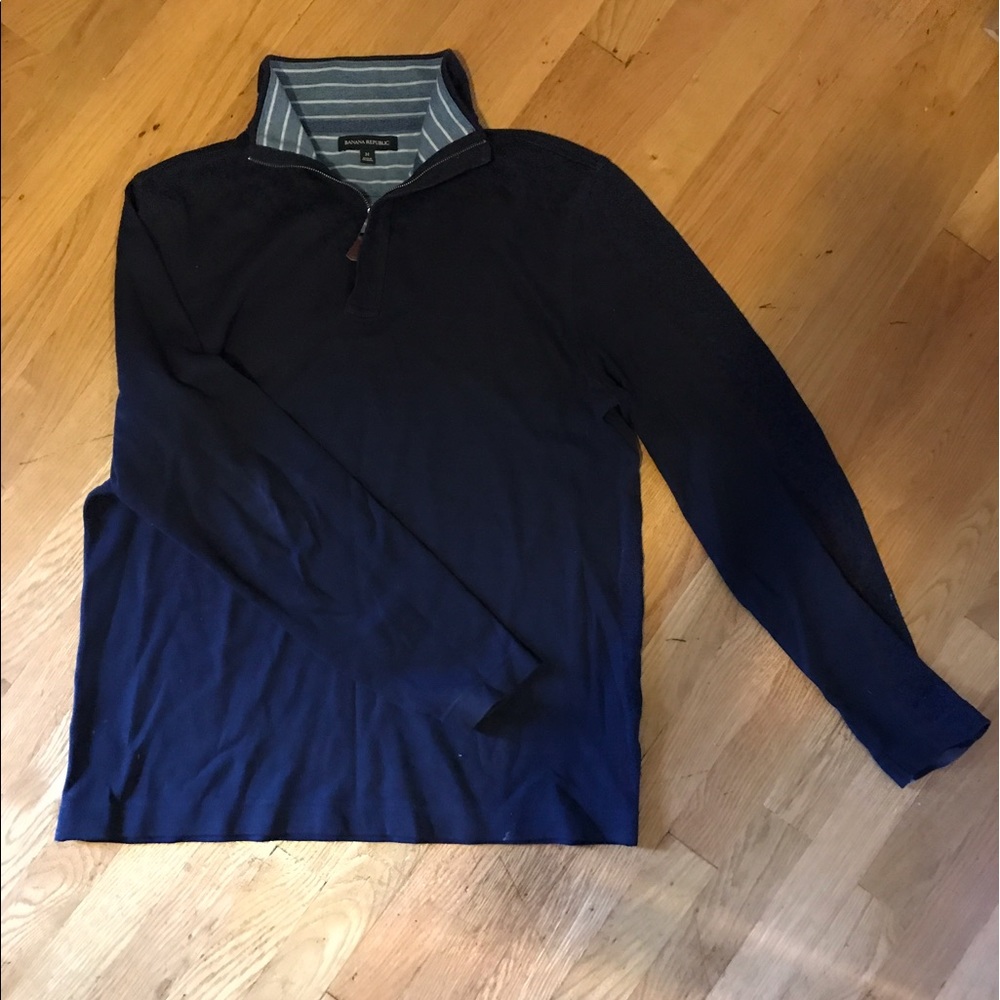 Banana Republic cotton navy quarter zip