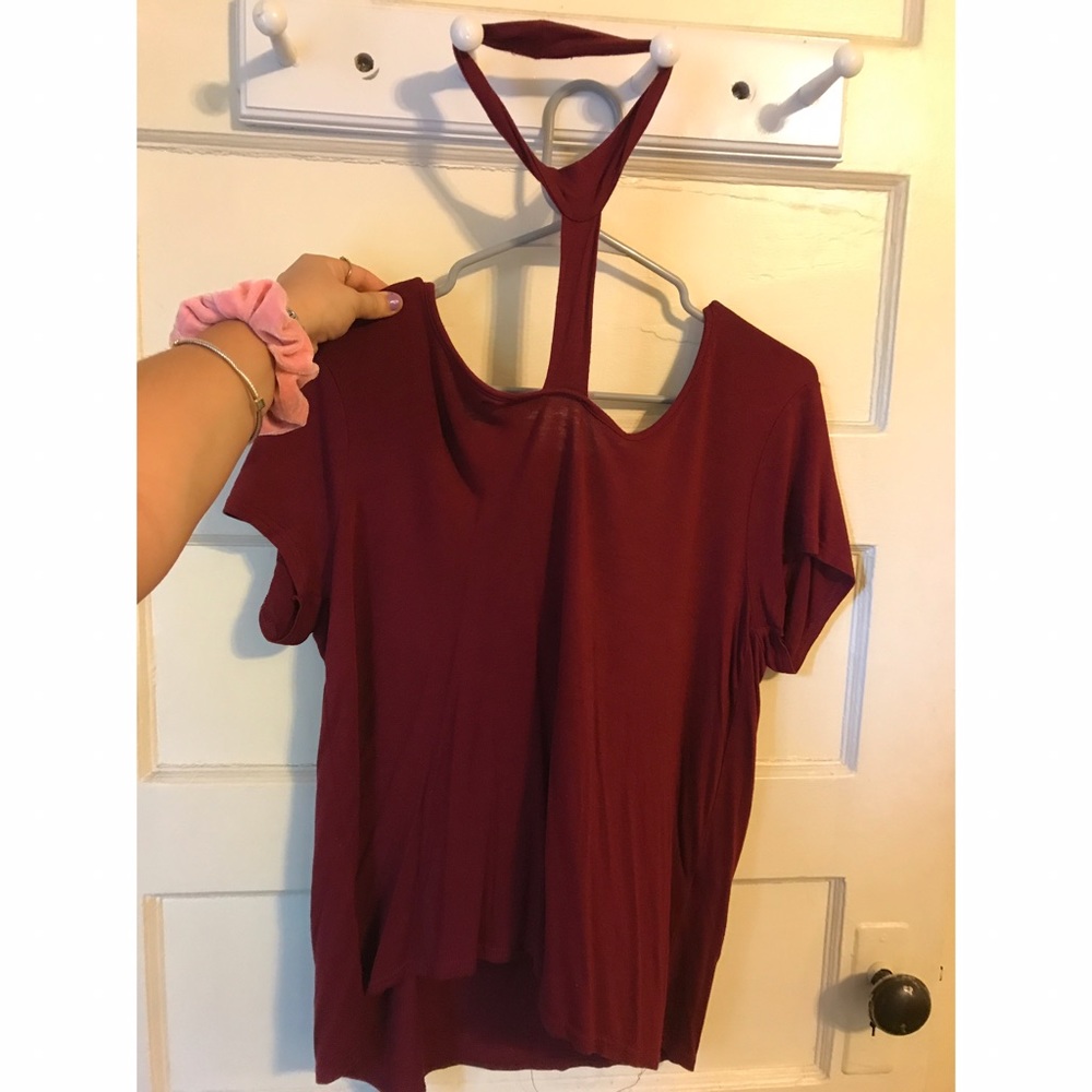 Red choker shirt