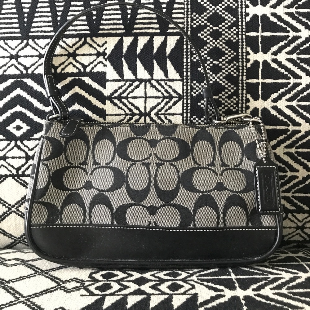 Coach Black Signature CC Logo Wristlet Handbag