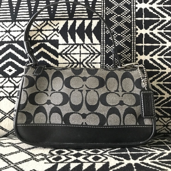 Coach Black Signature CC Logo Wristlet Handbag - Picture 1 of 6