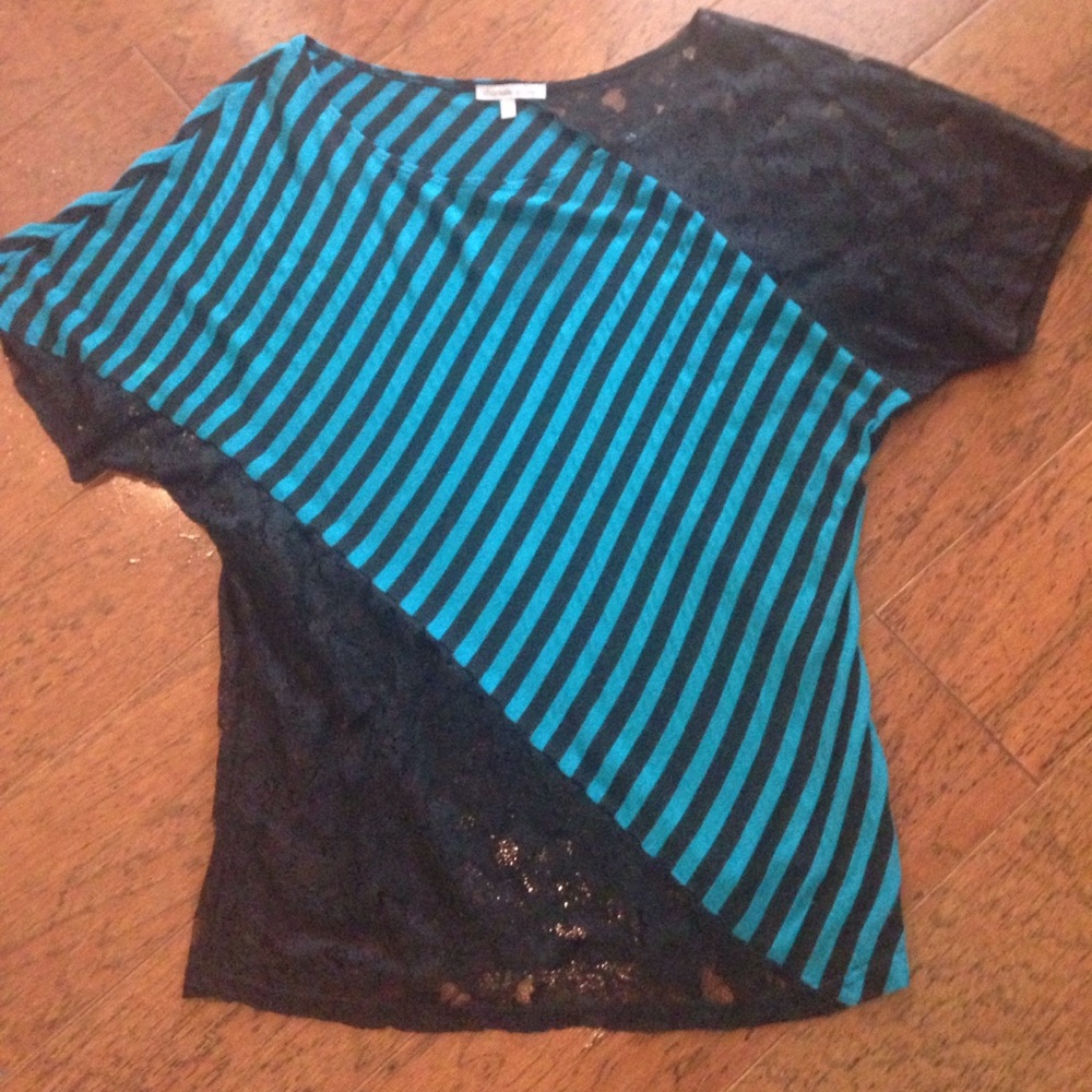 Sale!! Striped black lace party top