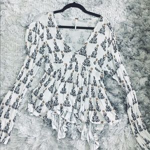 Free People White Floral Top