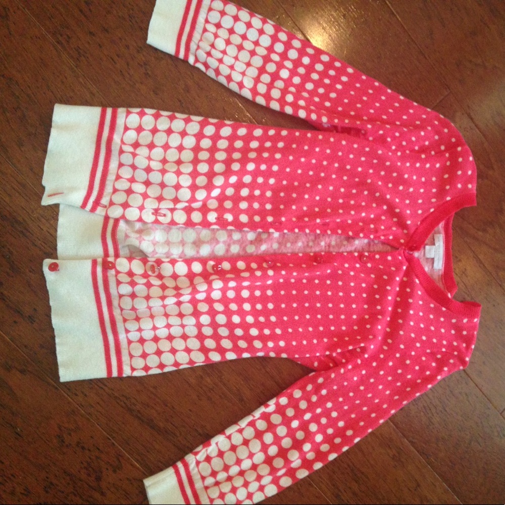 Coral and white Polk-a-dot sweater