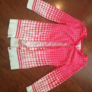 Coral and white Polk-a-dot sweater