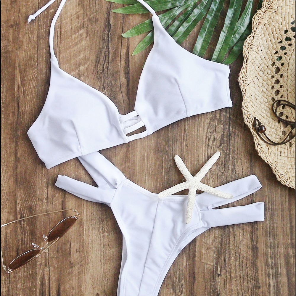 White bikini bathing suit