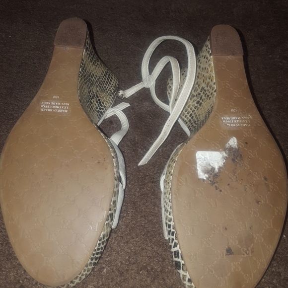 Franco Sarto Snake Print Nude Wedges - Picture 4 of 4