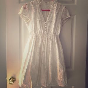 White Capped Sleeve Eyelet Dress