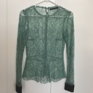 Zara sea green peplum lace top