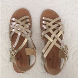 American Eagle AE Gold Sandals Flip Flops