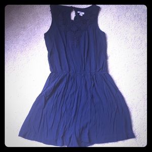 Navy romper with crochet detailing Sz S