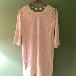 Cream Floral and Lace Dress