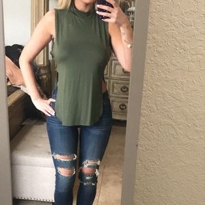Army Green side Cut out tank