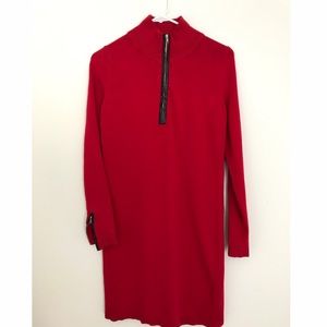 Tyler Boe Sweater Dress with Leather Trim
