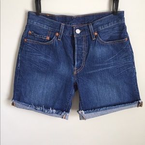 Levi's 501 Button Fly Cut Off Shorts in Dark Wash