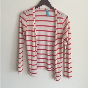 Francesca's sparkly hold and red cardigan