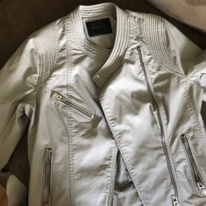 Vegan leather gray biker jacket