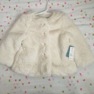 Old Navy Off White Faux Fur 18-24 month Jacket
