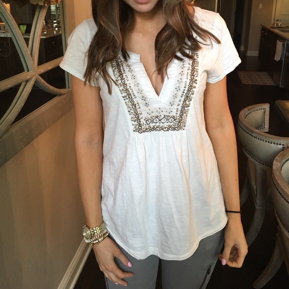 Size large anthropologie beaded t-shirt
