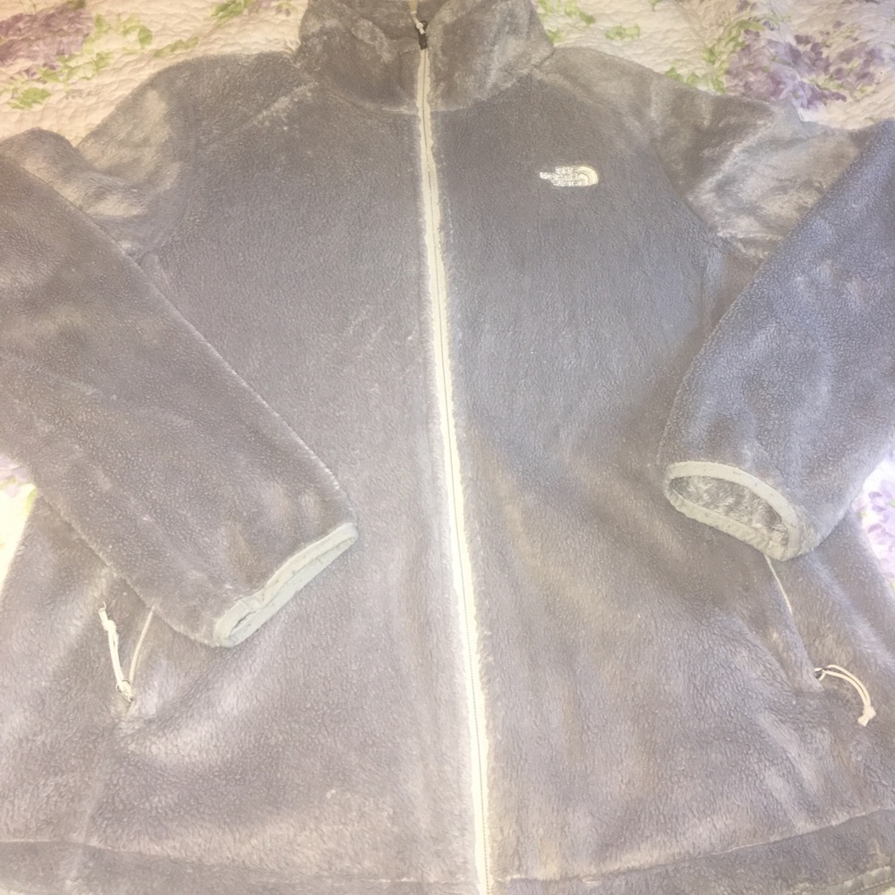 North Face full zip. Size large. Light gray