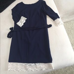Blue dress with lace accents