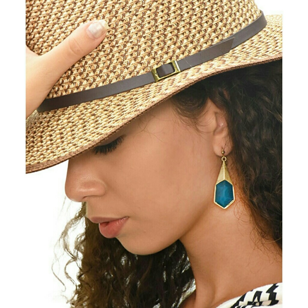 •||TEAL||• HEXAGONAL SHAPED DROP EARRINGS