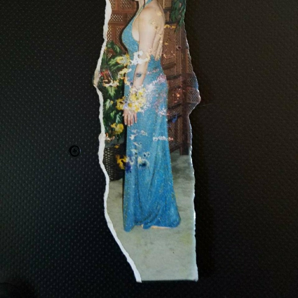 JeMatadi Blue and Gold Hand-beaded dress