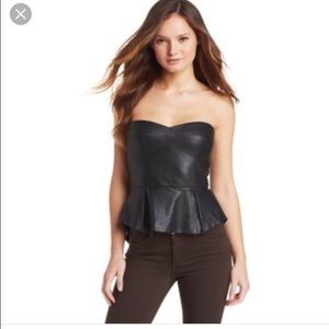 BCBGMAXAZRIA Noemi Faux Leather Peplum Bustier