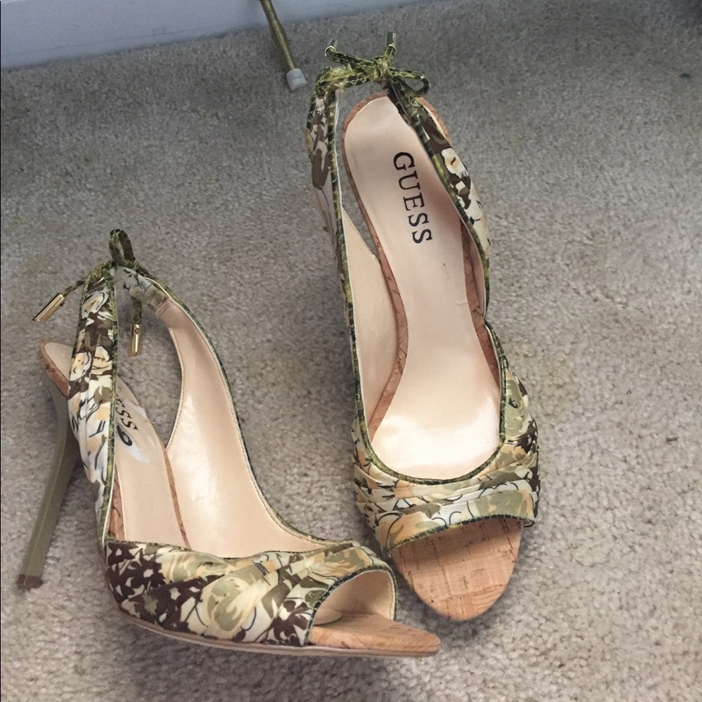 Floral sling back heels. Great for a wedding SOLD