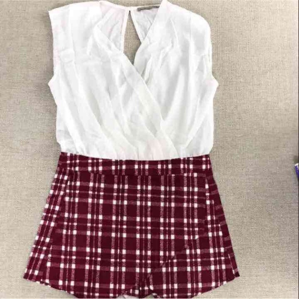 PLAID WINE ROMPER