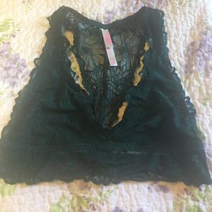 Pink lace bralette. Jade green size M