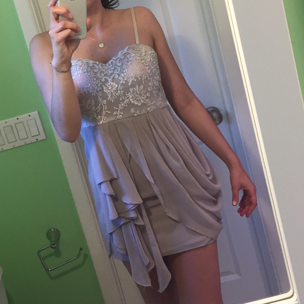 Minuet pink neutral dress with lace detail