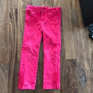 Hot pink Baby Gap Jeans w/ ruffle & button detail