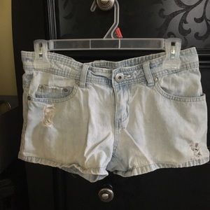 SO Lightwash Distressed Denim Shorts