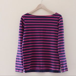 UNIQLO Pink & Navy Blue Boatneck Long Sleeve Top