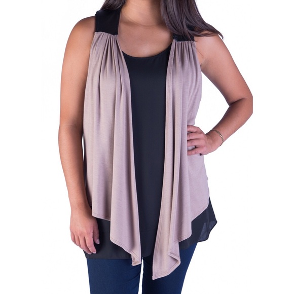Jackets & Blazers - Tan & Leather Vest (NEW) Jackets & Blazers - Tan & Leather Vest (NEW)