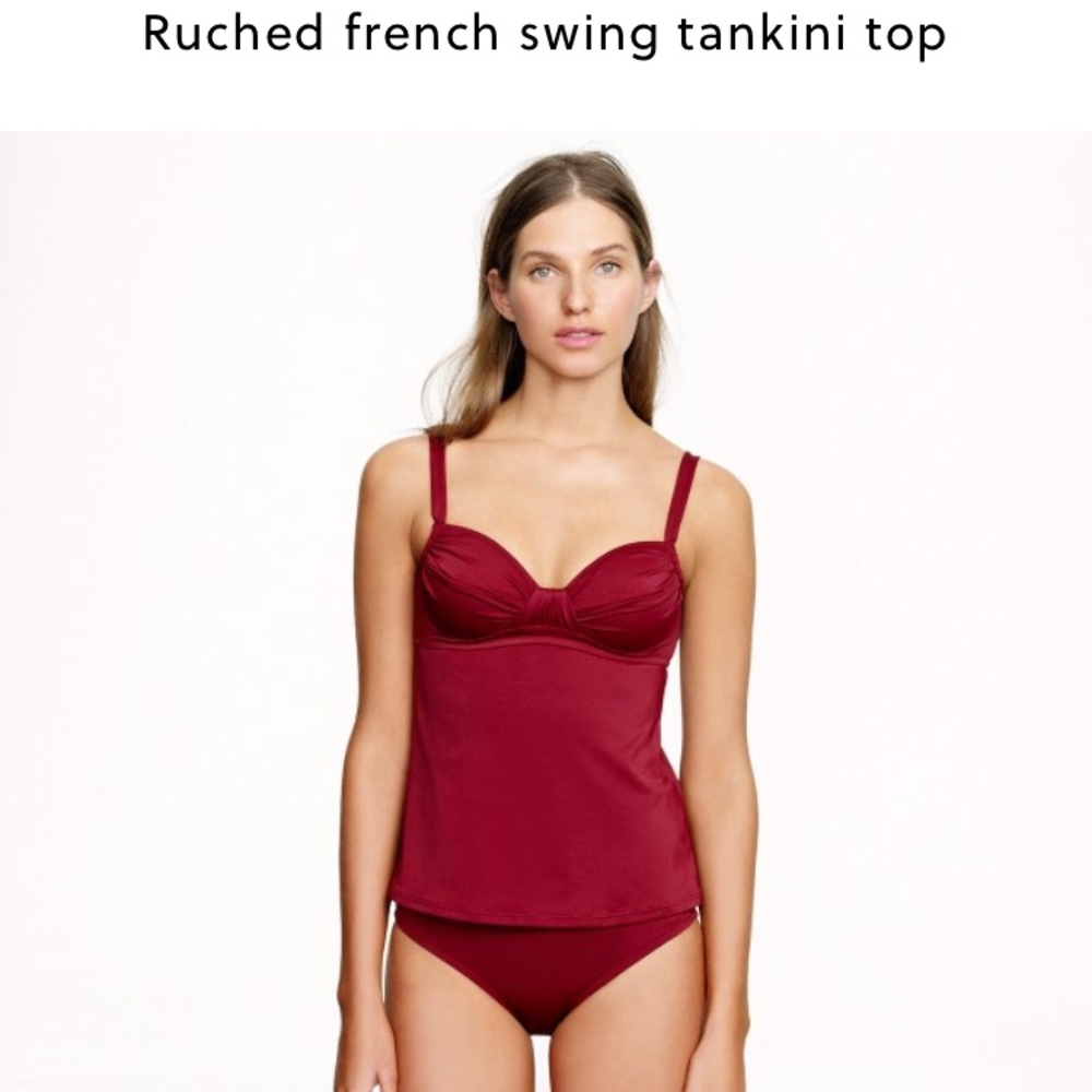 {J. Crew} Ruched (Grey)French Swing Tankini Top