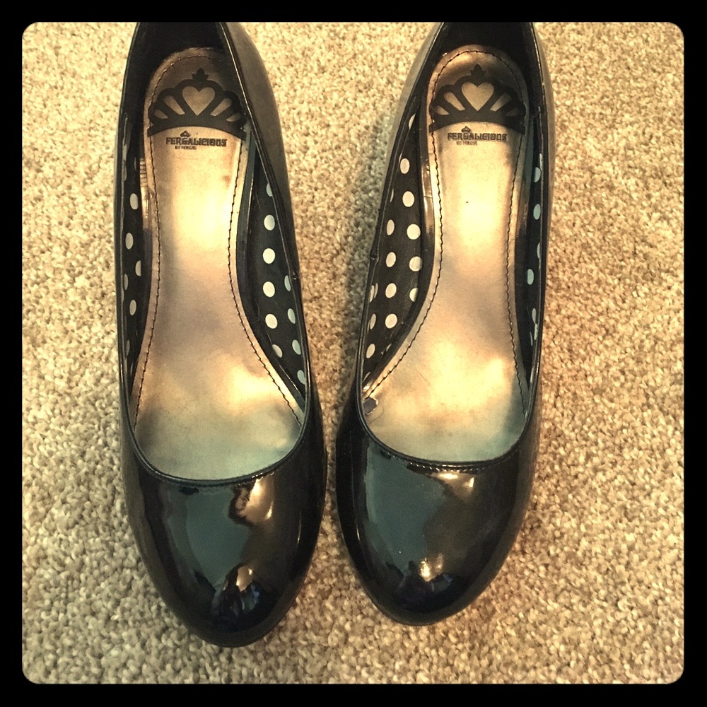 Black Fergalicious Patent Leather Heels