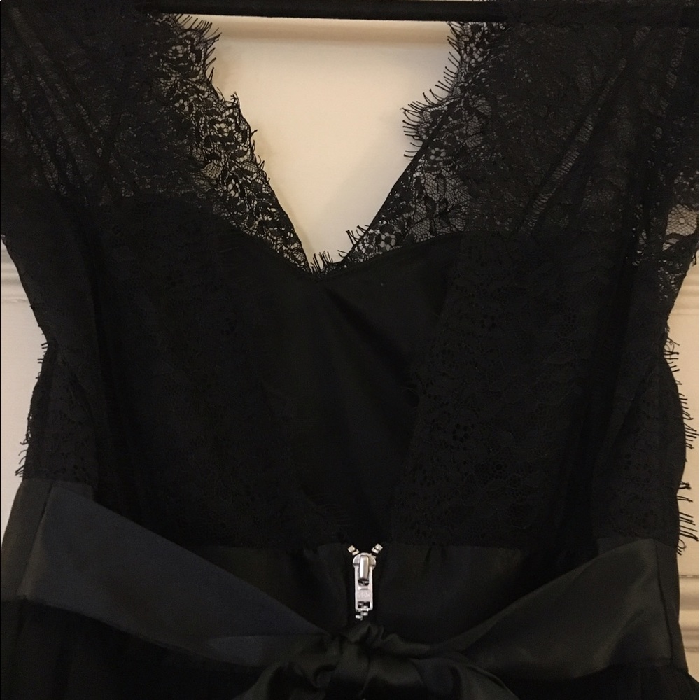 Lace Sleeves Low Back Little Black Dress