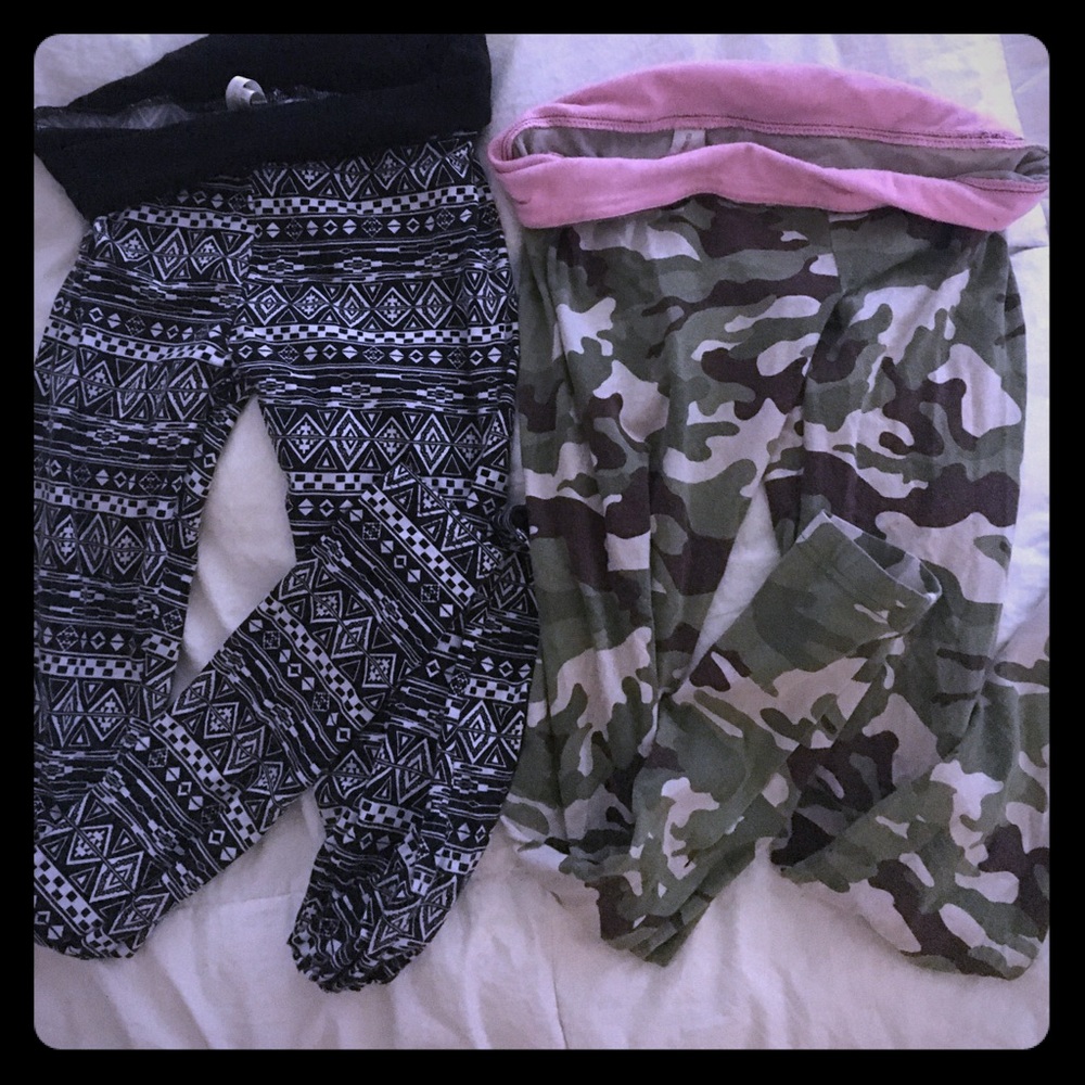Two print army Aztec leggings