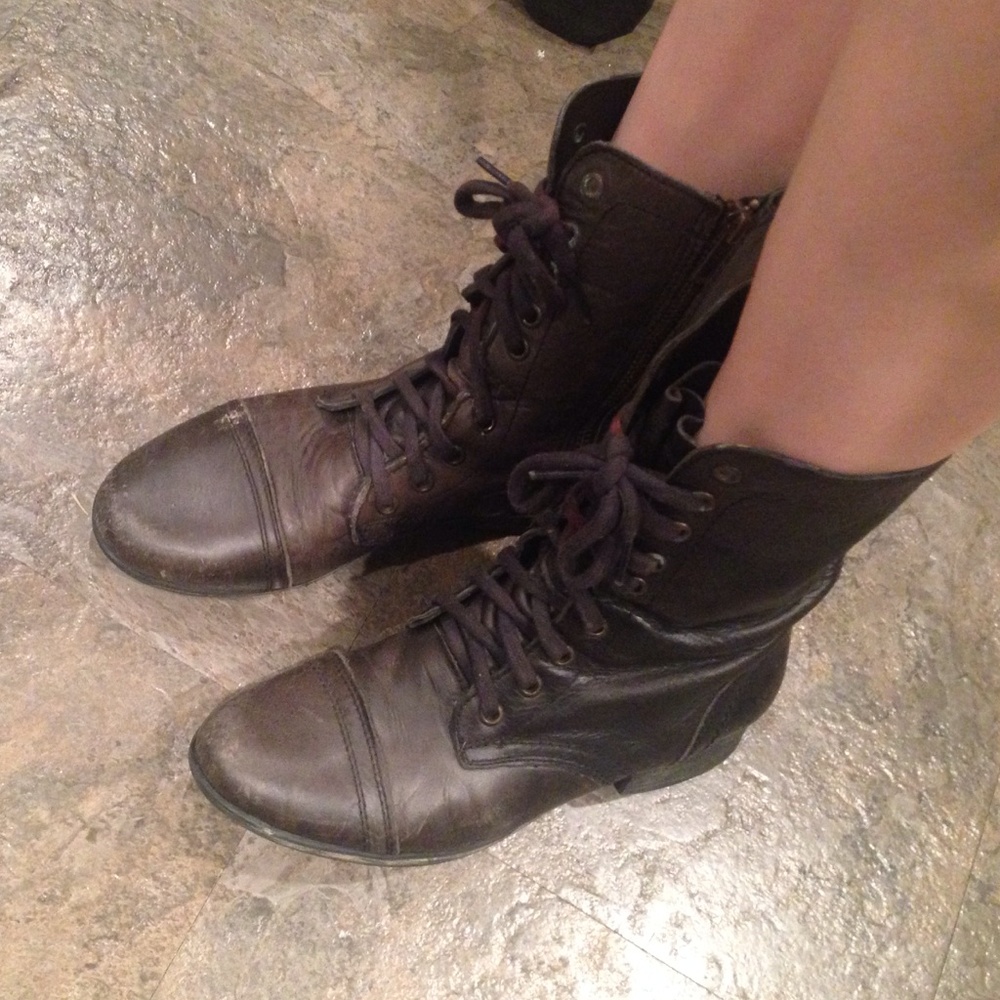 Black Steve Madden Troopa Combat Boots