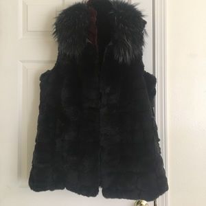 Fur vest and 2 fur scarves