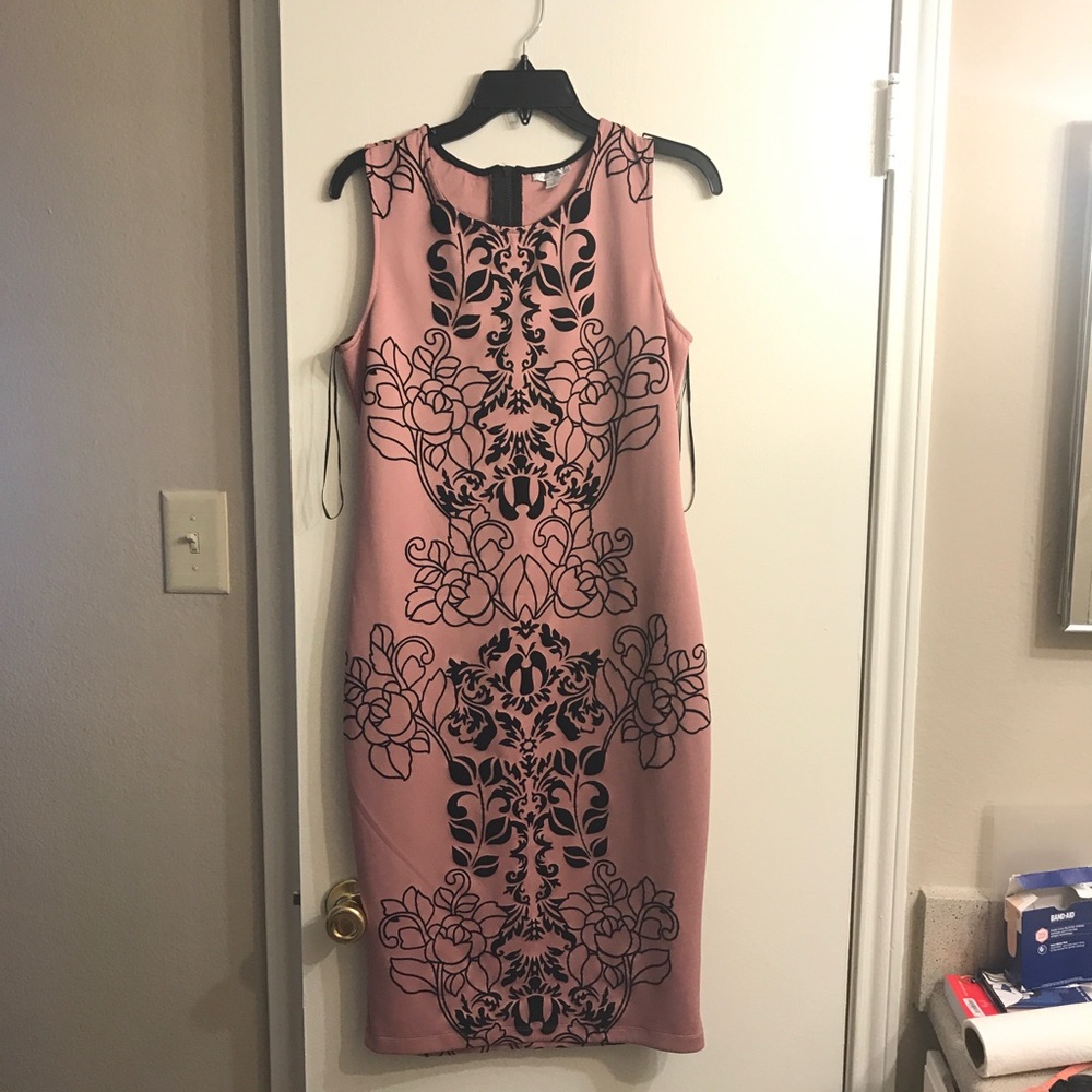 Stretchy pink floral dress