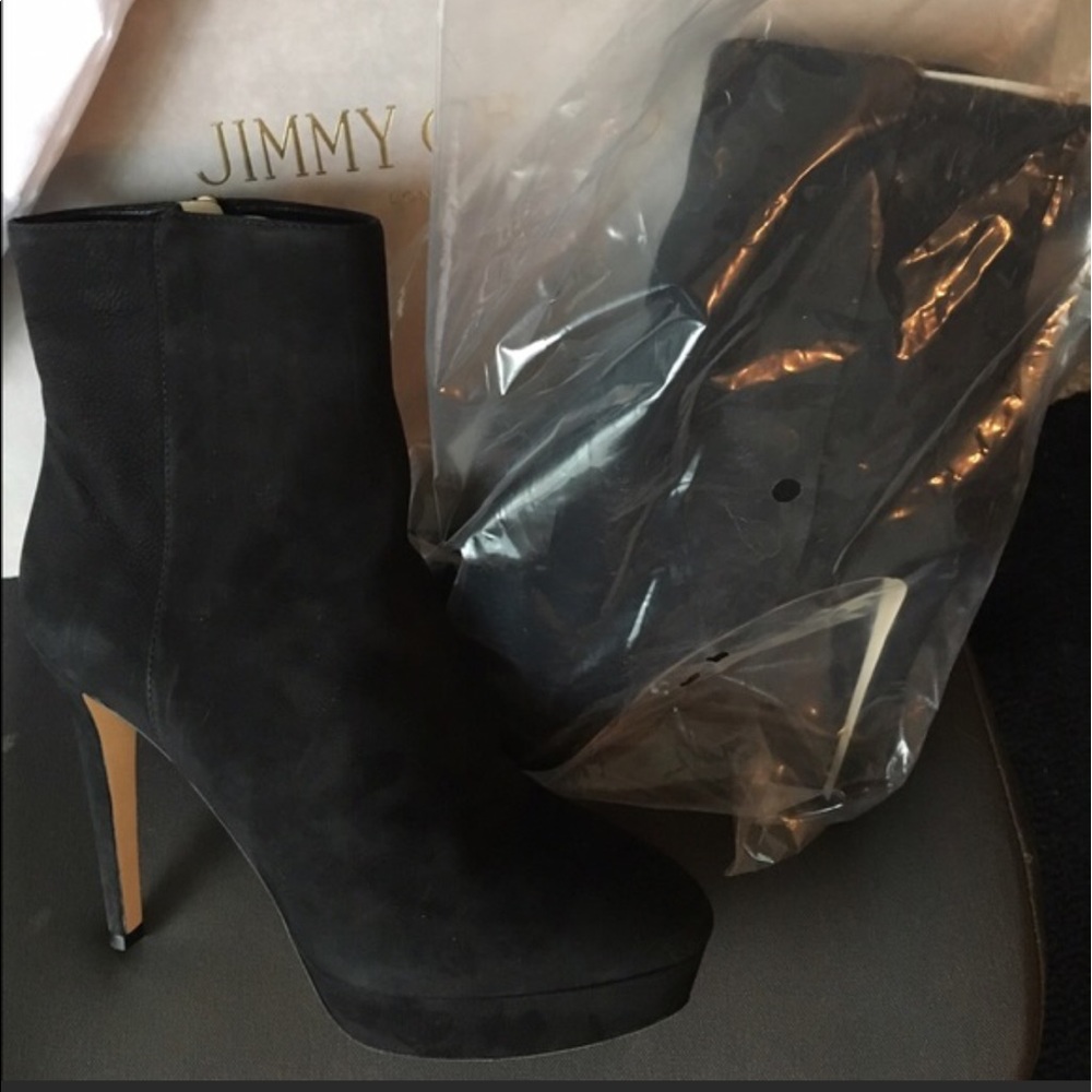 Jimmy Choo Maggie Black suede platform boots