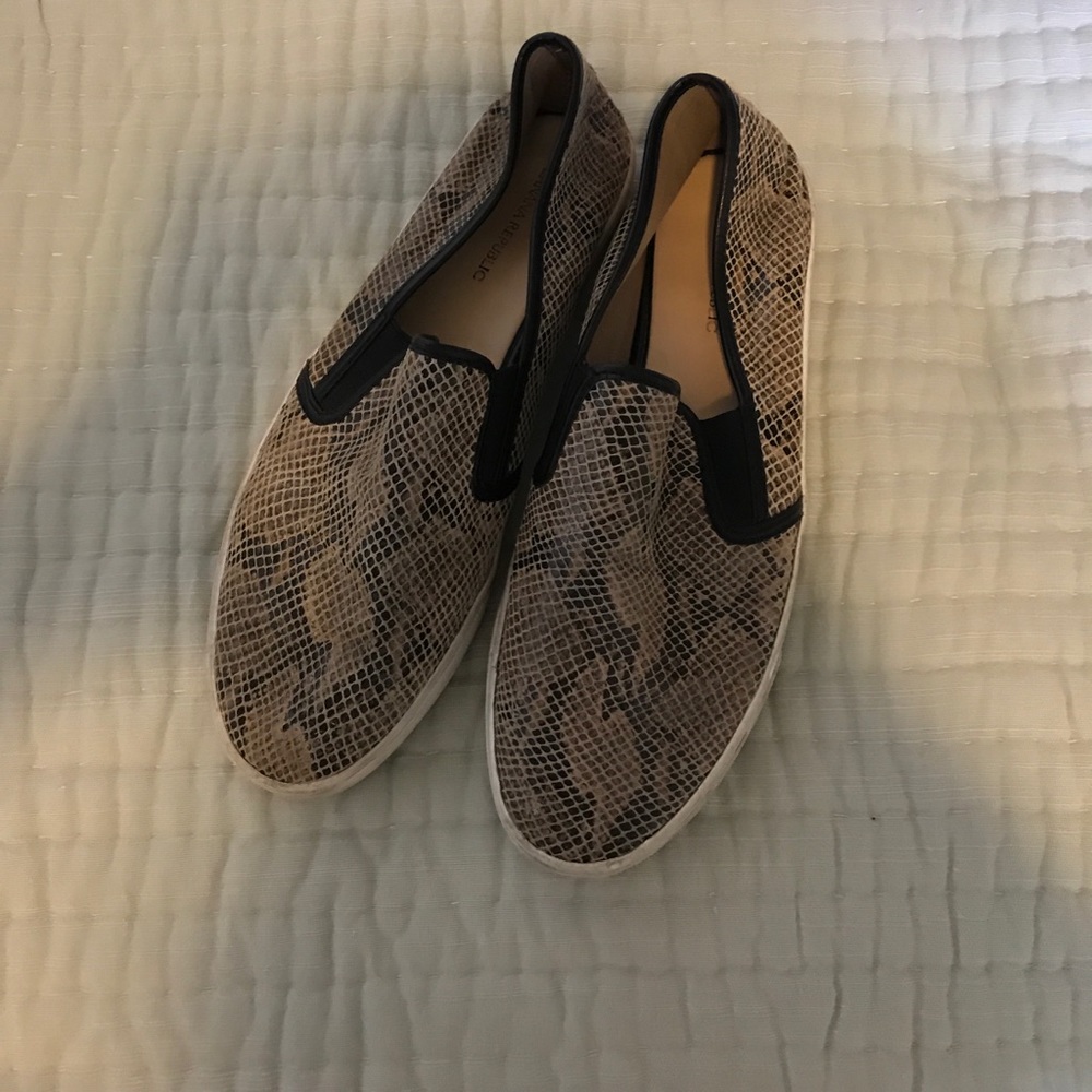 snakeskin slip on shoes