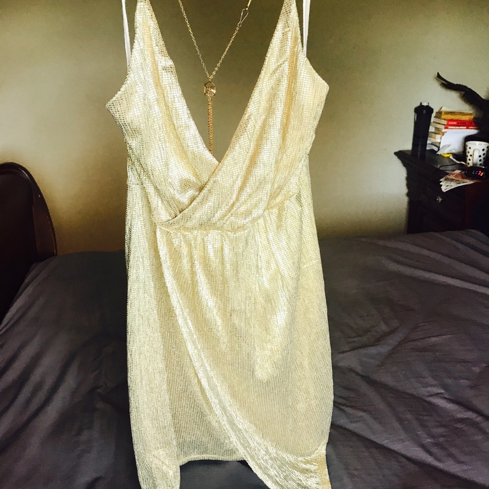 Brand new nasty gal gold night out dress