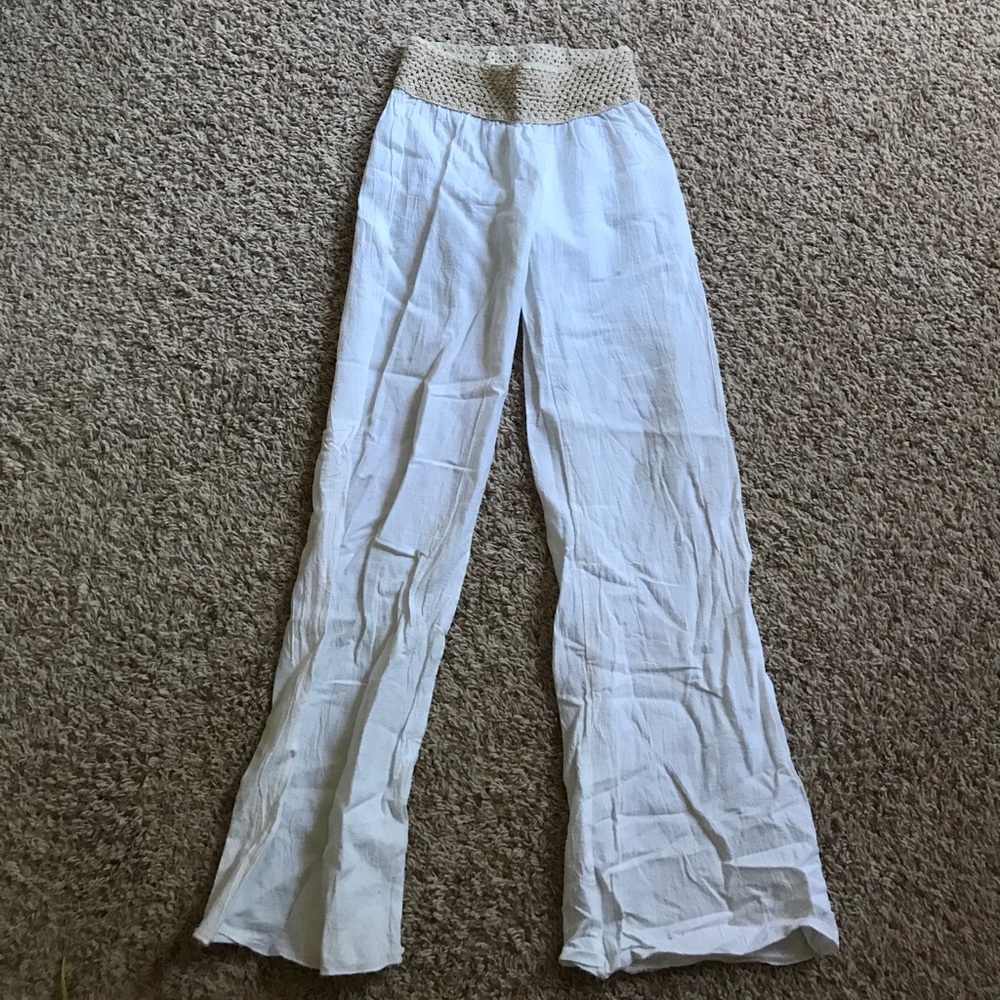 White linen pants