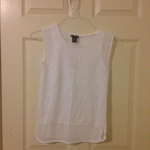 Ann Taylor White Sheer Edge Tank