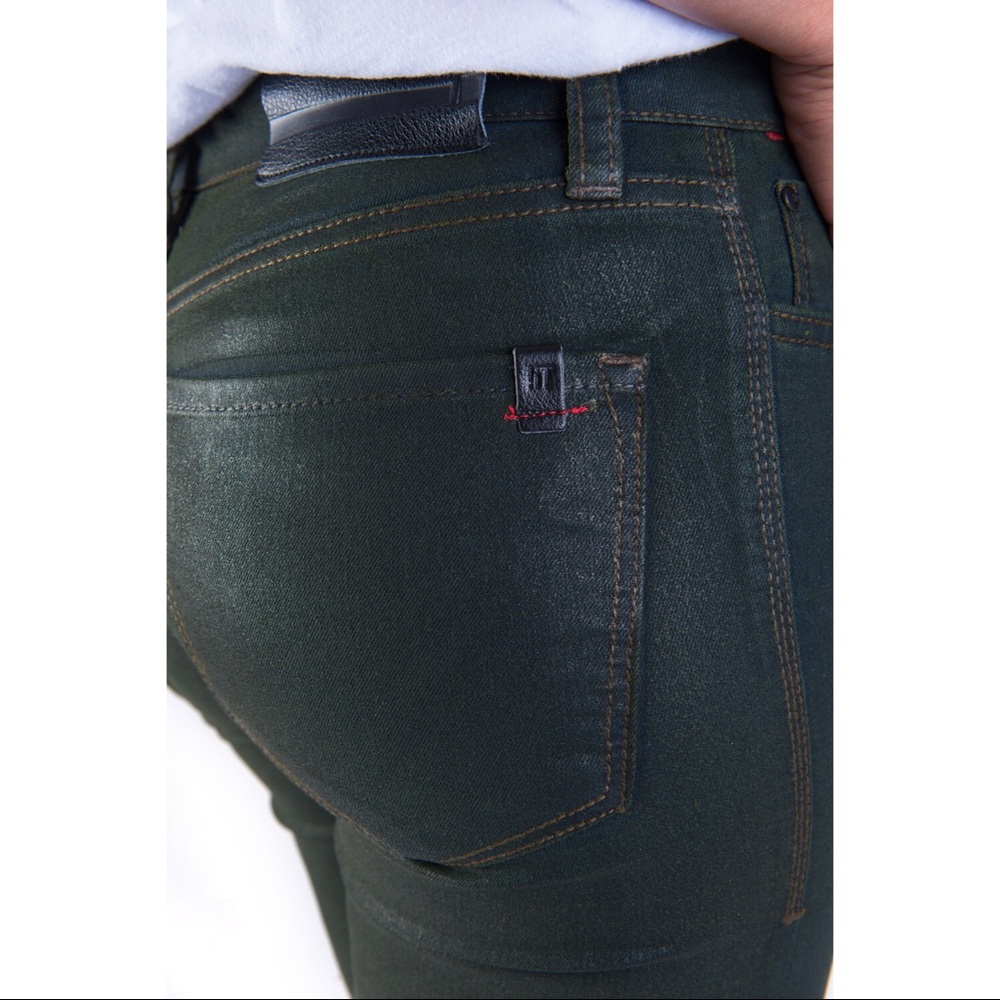 Dark Green Coated Skinny Jeans